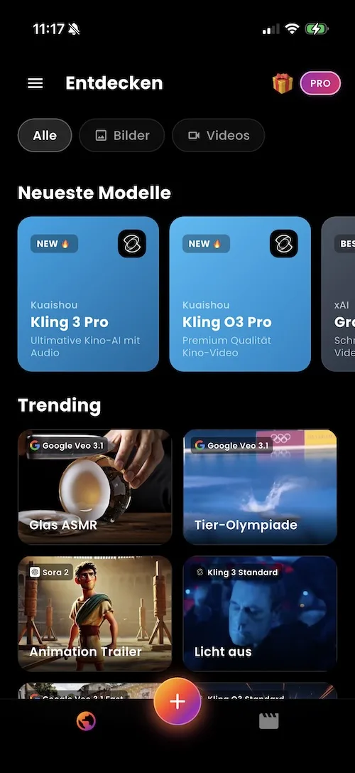 VIBE App Vorschau mit deutscher Oberfläche